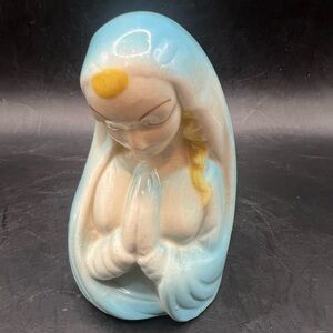 Serene Blue and Cream Praying Figurine